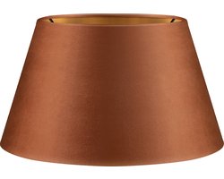 Home Sweet Home - Fluweel - Velvet Lampenkap - Conisch - Bruin + goud - Luxe stijl - ø30 x 17 cm - E27 fitting - voor tafellampen - voor woonkamer en eetkamer