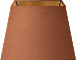 Home Sweet Home - Fluweel - Velvet Lampenkap - Rectangle - Bruin + goud - Luxe stijl - 20 x 20 x 14 cm - E27 fitting - voor tafellampen - voor