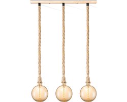 Home Sweet Home hanglamp Leonardo - hanglamp inclusief 3 LED filament lamp dubbele spiraal - dimbaar - pendel lengte 100 cm - inclusief E27 LED lamp - amber