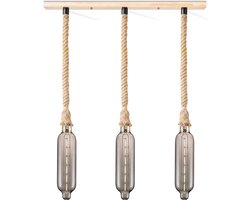 Home Sweet Home hanglamp Leonardo Tube - hanglamp inclusief 3 LED filament lamp G78 - dimbaar - pendel lengte 100 cm - inclusief E27 LED lamp - rook