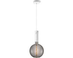 Home Sweet Home hanglamp Marmer Saga - hanglamp inclusief LED lamp G180 dubbele spiraal - dimbaar - pendel lengte 100 cm - inclusief E27 LED lamp - rook