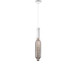 Home Sweet Home hanglamp Marmer Saga Tube - hanglamp inclusief LED lamp G78 - dimbaar - pendel lengte 100 cm - inclusief E27 LED lamp - rook