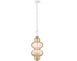 Home Sweet Home hanglamp wit Leonardo Diabolo - hanglamp inclusief LED lamp G180 enkele spiraal - dimbaar - pendel lengte 100 cm - inclusief E27 LED lamp - amber