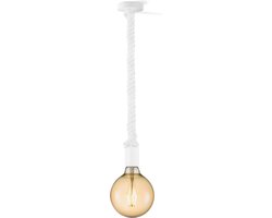 Home Sweet Home hanglamp wit Leonardo - hanglamp inclusief LED lamp G180 - dimbaar - pendel lengte 100 cm - inclusief E27 LED lamp - amber