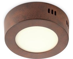 Home Sweet Home - Industriële LED Plafondlamp Ska - Roest - 12/12/3.6cm - Rond - LED geïntegreerd - 6W 500lm 3000K - warm wit licht - plafonniere gemaakt van metaal