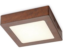Home Sweet Home - Industriële LED Plafondlamp Ska - Roest - 17/17/3.6cm - Vierkant - LED geïntegreerd - 12W 1200lm 3000K - warm wit licht -