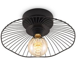 Home Sweet Home - Industriële plafondlamp - Metalen Lampenkap - Paraplu - Zwart - Ø30 x 11 cm - E27 fitting - Voor gebruik in slaapkamers en