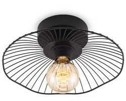 Home Sweet Home - Industriële plafondlamp - Metalen Lampenkap - Paraplu - Zwart - Ø30 x 11 cm - E27 fitting - Voor gebruik in slaapkamers en werkkamers - Hoogte lampenkap: 3.5 cm