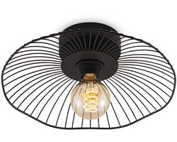 Home Sweet Home - Industriële plafondlamp - Metalen Lampenkap - Paraplu - Zwart - Ø35 x 11 cm - E27 fitting - Voor gebruik in slaapkamers en