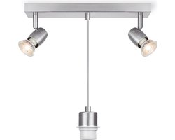 Home Sweet Home - Klassieke verlichtingspendel Oya voor lampenkap - Geborsteld staal - 32/11/100cm - 3 lichts hanglamp gemaakt van Metaal - geschikt voor E27 LED lichtbron - voor lampenkap met doorsnede max.55cm