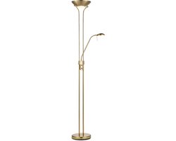 Home Sweet Home - Klassieke Vloerlamp - 50 x 50 x 180cm - met R7s+G9 lichtbron - met flexibel leeslicht - dimbaar Hoofdlamp - Goud brons - Geschikt voor gebruik in slaapkamers - Met voetschakelaar