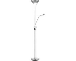 Home Sweet Home - Klassieke Vloerlamp - 50 x 50 x 180cm - met R7s+G9 lichtbron - met flexibel leeslicht - dimbaar Hoofdlamp - Zilveren - Geschikt voor gebruik in slaapkamers - Met voetschakelaar