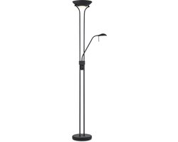 Home Sweet Home - Klassieke Vloerlamp - 50 x 50 x 180cm - met R7s+G9 lichtbron - met flexibel leeslicht - dimbaar Hoofdlamp - Zwart - Geschikt voor gebruik in slaapkamers - Met voetschakelaar