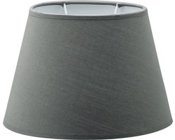 Home Sweet Home Lampenkap Largo ovaal schuin - van stof - antraciet - Klassiek stoffen Lampenkap - 24/14/16cm - E27 lamphouder - voor wandlamp. tafellamp - RoHS getest
