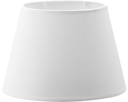 Home Sweet Home Lampenkap Largo ovaal schuin - van stof - Wit - Klassiek stoffen Lampenkap - 24/14/16cm - E27 lamphouder - voor wandlamp. tafellamp - RoHS getest