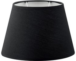 Home Sweet Home Lampenkap Largo ovaal schuin - van stof - zwart - Klassiek stoffen Lampenkap - 24/14/16cm - E27 lamphouder - voor wandlamp.
