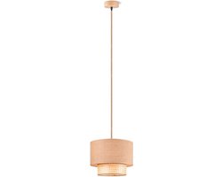 Home Sweet Home - Landelijke Hanglamp Cane Weave - geschikt voor E27 LED lichtbron - hanglamp gemaakt van Linnen - 30/30/129cm - Pendellamp geschikt voor woonkamer, slaapkamer en keuken