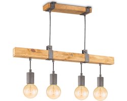 Home Sweet Home - Landelijke Hanglamp Denton - geschikt voor E27 LED lichtbron - 3 lichts hanglamp gemaakt van Hout - 70/14/128cm - Pendellamp geschikt voor woonkamer, slaapkamer, keuken