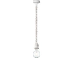 Home Sweet Home - Landelijke Hanglamp Leonardo - hanglamp gemaakt van Baumwolle - Wit - 10/10/100cm - Pendellamp geschikt voor woonkamer,