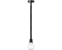 Home Sweet Home - Landelijke Hanglamp Leonardo - hanglamp gemaakt van Katoen - Zwart - 10/10/115cm - Pendellamp geschikt voor woonkamer, slaapkamer en keuken- geschikt voor E27 LED lichtbron