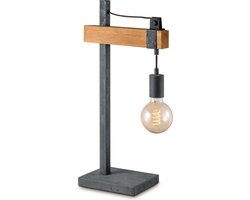 Home Sweet Home - Landelijke tafellamp Denton - Burned metaal - 15/26/55cm - bedlampje - geschikt voor E27 LED lichtbron - gemaakt van Metaal en Hout