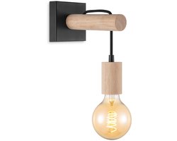 Home Sweet Home - Landelijke Wandlamp Billy - Muurlamp gemaakt van bamboe - Zwart - 10/20/22cm - wandlamp geschikt voor woonkamer, slaapkamer-