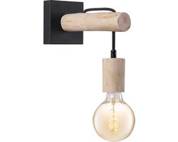 Home Sweet Home - Landelijke Wandlamp Billy - Muurlamp gemaakt van hout - Zwart - 10/20/22cm - wandlamp geschikt voor woonkamer, slaapkamer- geschikt voor E27 LED lichtbron