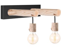 Home Sweet Home - Landelijke Wandlamp Billy - Muurlamp gemaakt van hout - Zwart - 29/20/22cm - wandlamp geschikt voor woonkamer, slaapkamer-