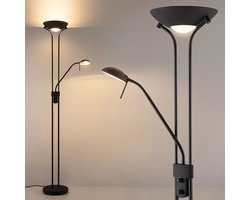 Home Sweet Home - LED Vloerlamp Dimbaar Zwart voor Woonkamer met Leeslamp - Inclusief R7S & G9 Vervangbare Lampen - 180 cm Metaal - Modern Warm Wit
