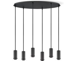 Home Sweet Home - Metaal kroonluchter - Industrie hanglamp - Zwart - Met 6 pcs lampvoeten - Ontworpen voor Eetkamer en Slaapkamer - 60 x 22 x 137.5cm - set met E27 Lamphouder - voor Lampenkap met Doorsnede max 15cm - Gloeilamp Niet Inbegrepen
