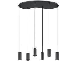 Home Sweet Home - Metaal kroonluchter - Industrie hanglamp - Zwart - Met 6 pcs lampvoeten - Ontworpen voor Eetkamer en Slaapkamer - 60 x 25.8 x 117.5cm - set met E27 Lamphouder - voor Lampenkap met Doorsnede max 15cm - Gloeilamp Niet Inbegrepen