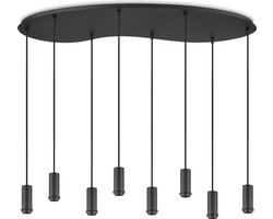 Home Sweet Home - Metaal kroonluchter - Industrie hanglamp - Zwart - Met 8 pcs lampvoeten - Ontworpen voor Eetkamer en Slaapkamer - 100 x 34.4 x 117.5cm - set met E27 Lamphouder - voor Lampenkap met Doorsnede max 15cm - Gloeilamp Niet Inbegrepen