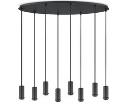 Home Sweet Home - Metaal kroonluchter - Industrie hanglamp - Zwart - Met 8 pcs lampvoeten - Ontworpen voor Eetkamer en Slaapkamer - 80 x 25 x 117.5cm - set met E27 Lamphouder - voor Lampenkap met Doorsnede max 15cm - Gloeilamp Niet Inbegrepen