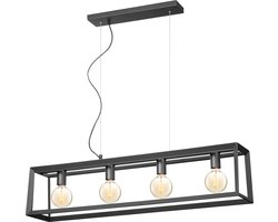 Home Sweet Home - Moderne Hanglamp Dito vierkant - 4 lichts hanglamp gemaakt van Metaal - Zwart - 100/18/124cm - Pendellamp geschikt voor woonkamer, slaapkamer en keuken- geschikt voor E27 LED lichtbron