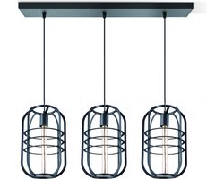 Home Sweet Home - Moderne Hanglamp Nero - 3 lichts hanglamp gemaakt van Metaal - Zwart - 104/24/141cm - Pendellamp geschikt voor woonkamer, slaapkamer en keuken- geschikt voor E27 LED lichtbron