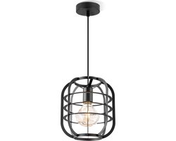 Home Sweet Home - Moderne Hanglamp Nero - hanglamp gemaakt van Metaal - Zwart - 24.4/24.4/131cm - Pendellamp geschikt voor woonkamer, slaapkamer en