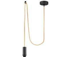 Home Sweet Home - Moderne Hanglamp - Twine - 10/10/230 cm - Plafondkap in Zwart Metaal - set met E27 Lampfittingen - voor Lampenkap met doorsnede max.55cm - voor Slaapkamer en Woonkamer