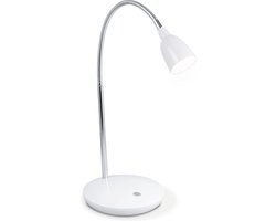 Home Sweet Home - Moderne Led Bureaulamp Flexy - verstelbare LED Leeslamp met schakelaar - Wit - 16/16/41,5cm - 3W 3000K 250lm - geschikt voor thuiskantoor, thuiswerkplek en werkruimte thuis - integreert LED