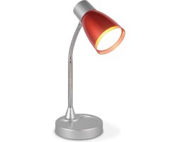 Home Sweet Home - Moderne Led Bureaulamp Lumy - verstelbare LED Leeslamp met schakelaar - Zilver/rood - 13/13/28cm - 3W 3000K 250lm - geschikt voor thuiskantoor, thuiswerkplek en werkruimte thuis - integreert LED