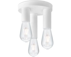 Home Sweet Home - Moderne LED Plafondlamp Marna - Wit - 19/19/16.5cm - Rond - geschikt voor E27 fitting - 3 lichts Plafondlamp gemaakt van metaal