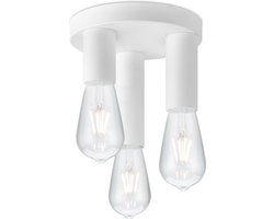 Home Sweet Home - Moderne LED Plafondlamp Marna - Wit - 19/19/16.5cm - Rond - voor E27 fitting - 3 lichts Plafondlamp gemaakt van metaal