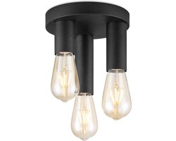 Home Sweet Home - Moderne LED Plafondlamp Marna - Zwart - 19/19/16.5cm - Rond - geschikt voor E27 fitting - 3 lichts Plafondlamp gemaakt van metaal
