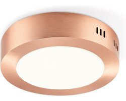 Home Sweet Home - Moderne LED Plafondlamp Ska - Koper - 17/17/3.6cm - Rond - LED geïntegreerd - 12W 1200lm 3000K - warm wit licht - plafonniere gemaakt van metaal