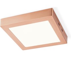 Home Sweet Home - Moderne LED Plafondlamp Ska - Koper - 22/22/3.6cm - Vierkant - LED geïntegreerd - 15W 1500lm 3000k - warm wit licht - plafonniere gemaakt van metaal