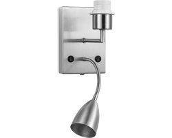 Home Sweet Home - Moderne Muurlamp - Zandnikkel - Met GU10 en E27 Lampvoet - 11 x 17 x 16.5 (BxDxH) - Voor hal en slaapkamer - voor Lampenkap met Doorsnede max.20cm - Lichtbron niet inbegrepen