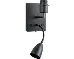 Home Sweet Home - Moderne Muurlamp - Zwart - Met GU10 en E27 Lampvoet - 11 x 17 x 16.5 (BxDxH) - Voor hal en slaapkamer - voor Lampenkap met Doorsnede max.20cm - Lichtbron niet inbegrepen