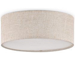 Home Sweet Home - Moderne Plafondlamp - Cilinder - Stoffen Lampenkap - Wit - Minimalistische stijl - ø32 x 12 cm - E27 fitting - Voor slaapkamers en woonkamers