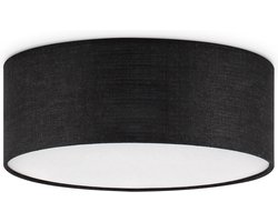 Home Sweet Home - Moderne Plafondlamp - Cilinder - Stoffen Lampenkap - Zwart - Minimalistische stijl - ø32 x 12 cm - E27 fitting - Voor slaapkamers en woonkamers