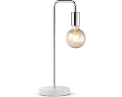 Home Sweet Home - Moderne tafellamp Noble Marble - Geborsteld staal - 20/20/40cm - bedlampje - voor E27 lichtbron - gemaakt van Marmer en metaal