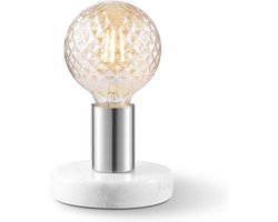 Home Sweet Home - Moderne tafellamp Sten - Geborsteld staal - 10/10/9cm - bedlampje - geschikt voor E27 LED lichtbron - gemaakt van Marmer en metaal